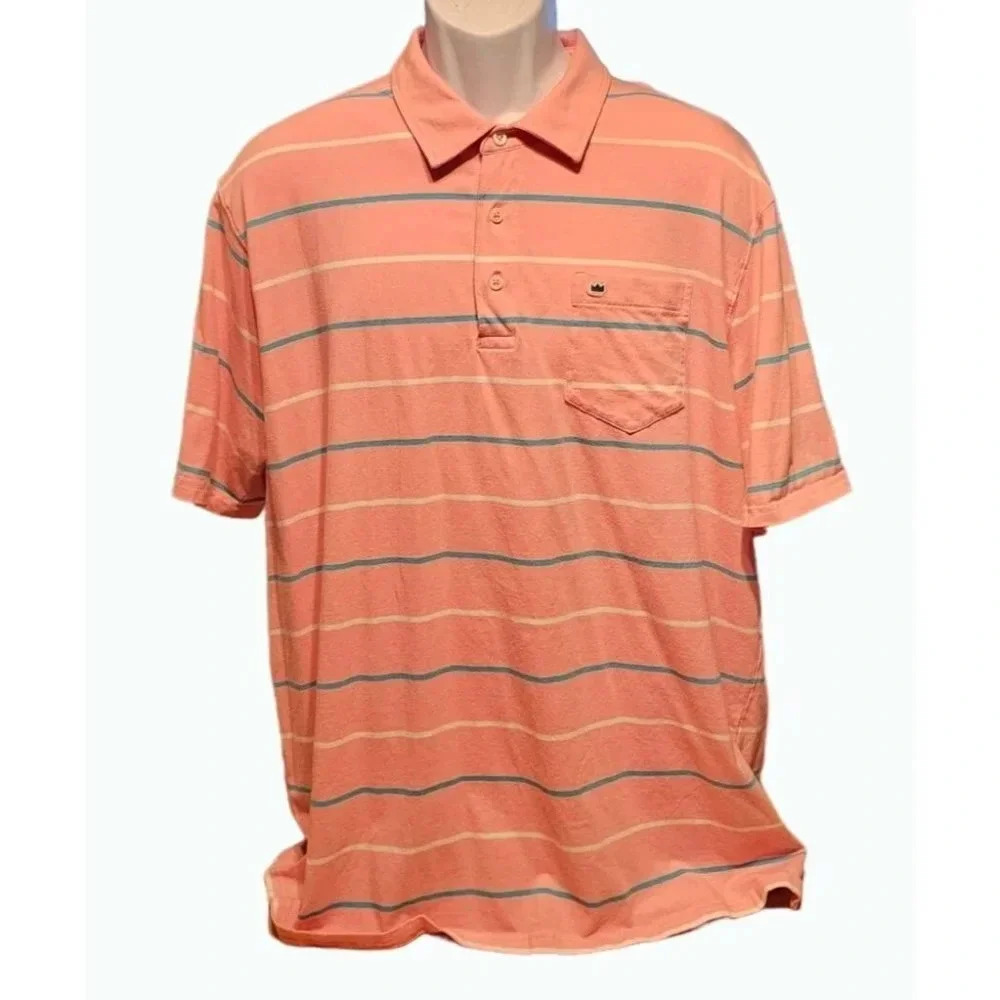 Crown & Ivy Shirt Mens  Pink Striped  Short Sleeved Polo  XL